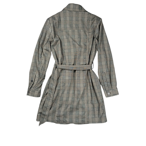 Anthropologie Pilcro Belted Plaid Blazer Dress Size Medium Brown Preppy Academia - Picture 4 of 9